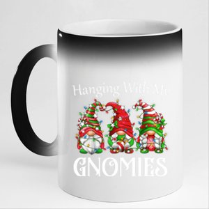 Funny Christmas Gnome Hanging With My Gnomies Family Pajamas Meaningful Gift 11oz Black Color Changing Mug