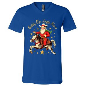 Funny Christmas Giddy Up Jingle Horse Cool Gift V-Neck T-Shirt