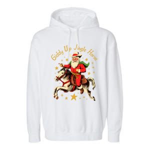 Funny Christmas Giddy Up Jingle Horse Cool Gift Garment-Dyed Fleece Hoodie