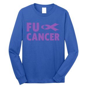 Fuck Cancer Gift Cute Gift Fu Testicular Cancer Awareness Funny Gift Long Sleeve Shirt