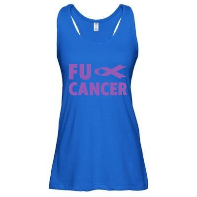 Fuck Cancer Gift Cute Gift Fu Testicular Cancer Awareness Funny Gift Ladies Essential Flowy Tank