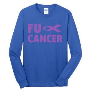 Fuck Cancer Gift Cute Gift Fu Testicular Cancer Awareness Funny Gift Tall Long Sleeve T-Shirt