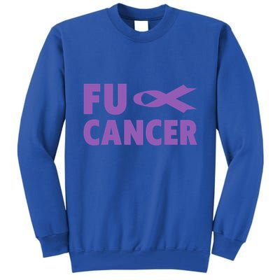 Fuck Cancer Gift Cute Gift Fu Testicular Cancer Awareness Funny Gift Tall Sweatshirt