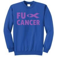 Fuck Cancer Gift Cute Gift Fu Testicular Cancer Awareness Funny Gift Tall Sweatshirt