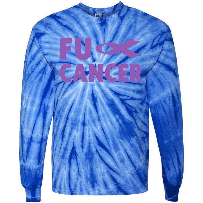 Fuck Cancer Gift Cute Gift Fu Testicular Cancer Awareness Funny Gift Tie-Dye Long Sleeve Shirt