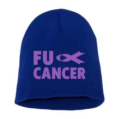 Fuck Cancer Gift Cute Gift Fu Testicular Cancer Awareness Funny Gift Short Acrylic Beanie