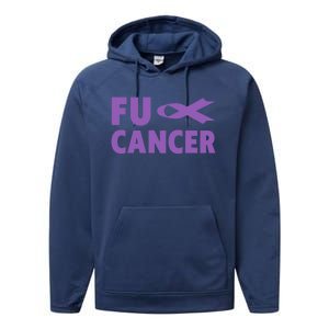 Fuck Cancer Gift Cute Gift Fu Testicular Cancer Awareness Funny Gift Performance Fleece Hoodie