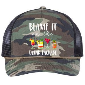 Funny Cruise Gifts Blame It On The Drink Package Retro Rope Trucker Hat Cap