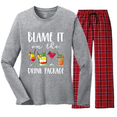 Funny Cruise Gifts Blame It On The Drink Package Women's Long Sleeve Flannel Pajama Set 