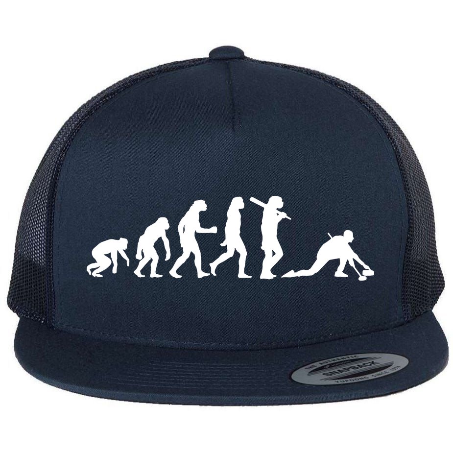 Funny Curling Gift For Men Women Curling Team Stone Player Flat Bill Trucker Hat