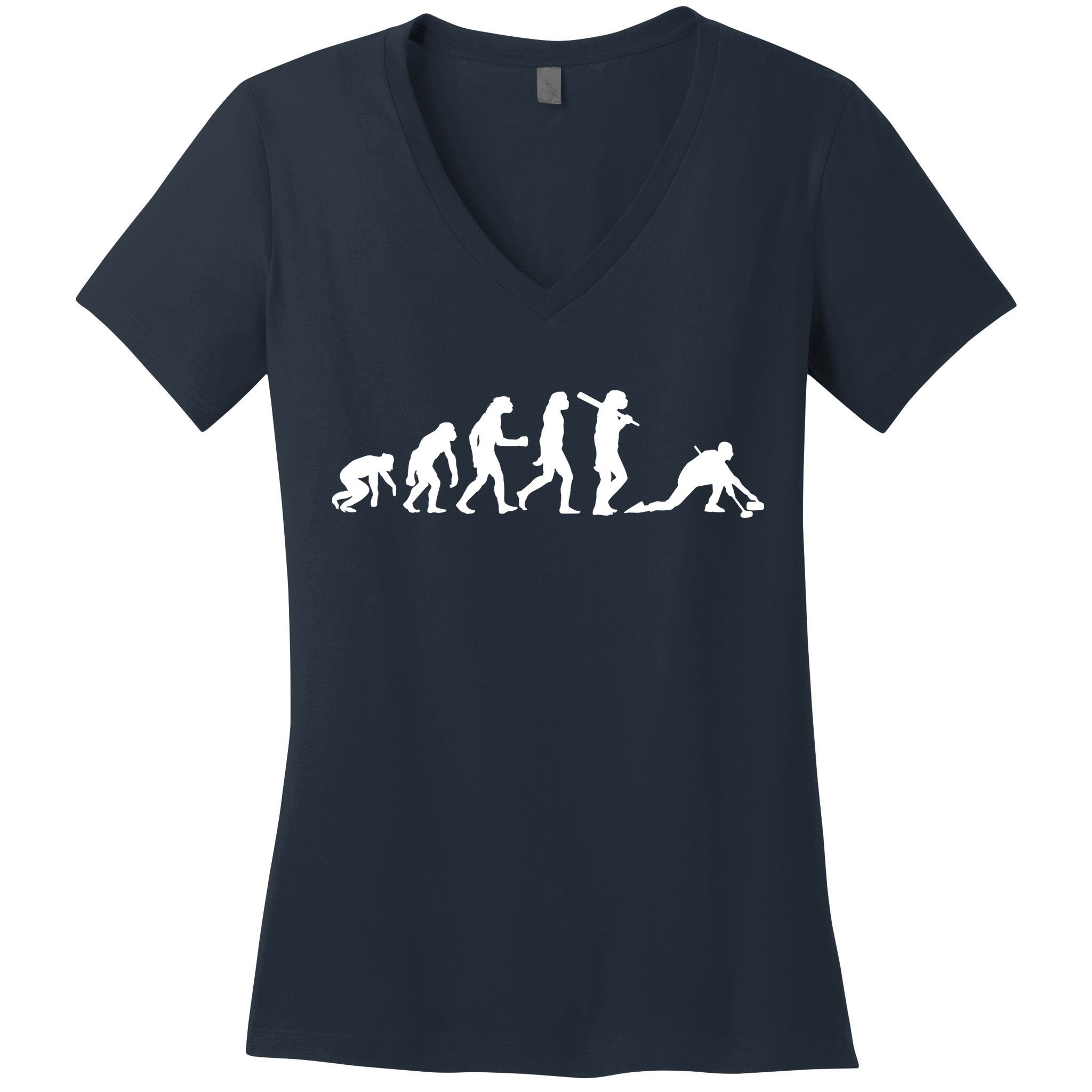 Funny Curling Gift For Men Women Curling Team Stone Player Women's V-Neck T-Shirt
