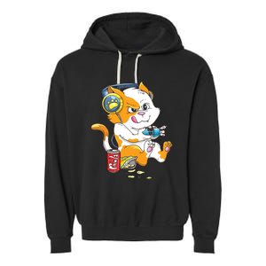 Funny Cat Gaming Cat Lover Kawaii Video Games Funny Gamer Garment-Dyed Fleece Hoodie