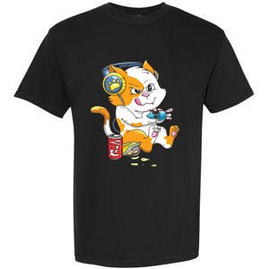 Funny Cat Gaming Cat Lover Kawaii Video Games Funny Gamer Garment-Dyed Heavyweight T-Shirt