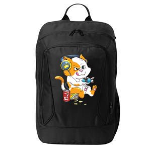 Funny Cat Gaming Cat Lover Kawaii Video Games Funny Gamer City Backpack