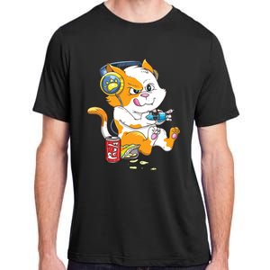 Funny Cat Gaming Cat Lover Kawaii Video Games Funny Gamer Adult ChromaSoft Performance T-Shirt