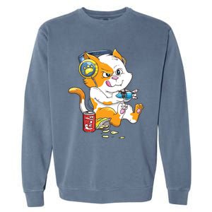 Funny Cat Gaming Cat Lover Kawaii Video Games Funny Gamer Garment-Dyed Sweatshirt