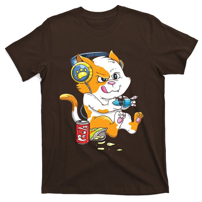 Funny Cat Gaming Cat Lover Kawaii Video Games Funny Gamer T-Shirt