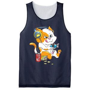 Funny Cat Gaming Cat Lover Kawaii Video Games Funny Gamer Mesh Reversible Basketball Jersey Tank