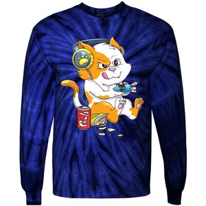 Funny Cat Gaming Cat Lover Kawaii Video Games Funny Gamer Tie-Dye Long Sleeve Shirt