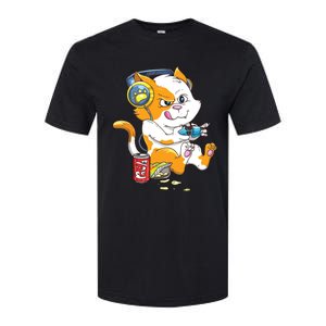 Funny Cat Gaming Cat Lover Kawaii Video Games Funny Gamer Softstyle CVC T-Shirt