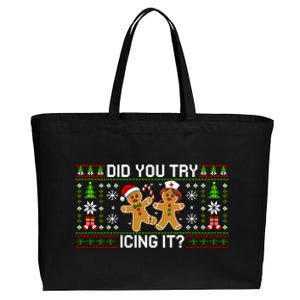 Funny Christmas Gingerbread Nurse Did You Try Icing It? Cool Gift Cotton Canvas Jumbo Tote