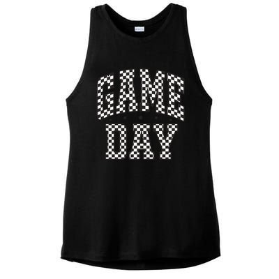 Funny Checkered Game Day Football Black White Gift Women Ladies PosiCharge Tri-Blend Wicking Tank