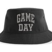 Funny Checkered Game Day Football Black White Gift Women Sustainable Bucket Hat