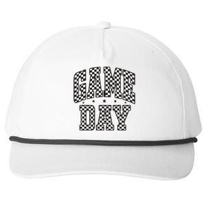 Funny Checkered Game Day Football Black White Gift Women Snapback Five-Panel Rope Hat