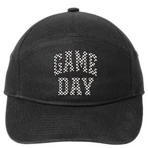 Funny Checkered Game Day Football Black White Gift Women 7-Panel Snapback Hat