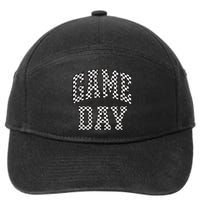 Funny Checkered Game Day Football Black White Gift Women 7-Panel Snapback Hat