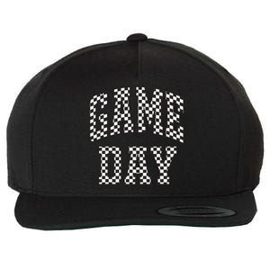 Funny Checkered Game Day Football Black White Gift Women Wool Snapback Cap