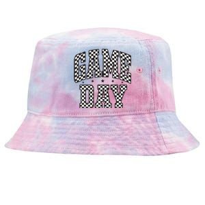 Funny Checkered Game Day Football Black White Gift Women Tie-Dyed Bucket Hat