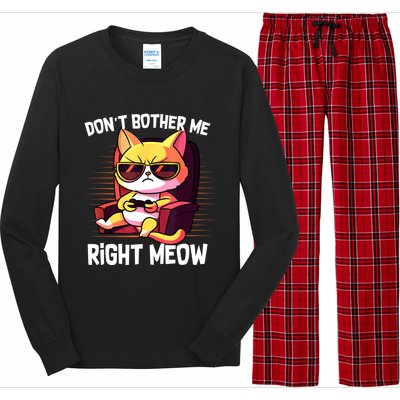 Funny Cat Gamer Don’T Bother Me Right Meow Video Games Lover Long Sleeve Pajama Set