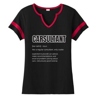 Funny Car Guy Gift CARSULTANT Definition Carguy Ladies Halftime Notch Neck Tee