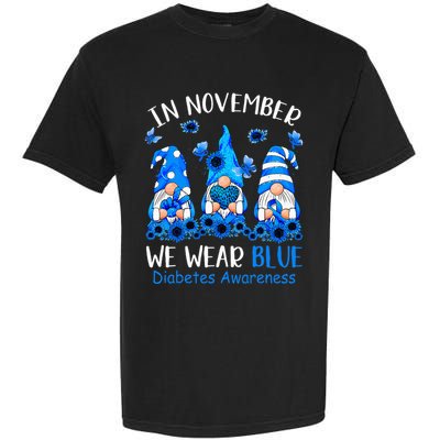 Funny Cute Gnomes Wear Blue For Type1 Diabetes Awareness Garment-Dyed Heavyweight T-Shirt