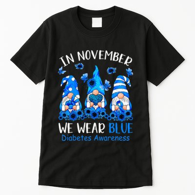 Funny Cute Gnomes Wear Blue For Type1 Diabetes Awareness Tall T-Shirt