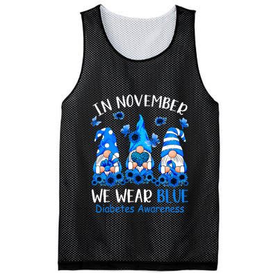 Funny Cute Gnomes Wear Blue For Type1 Diabetes Awareness Mesh Reversible Basketball Jersey Tank