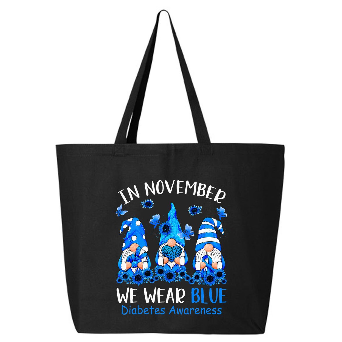 Funny Cute Gnomes Wear Blue For Type1 Diabetes Awareness 25L Jumbo Tote