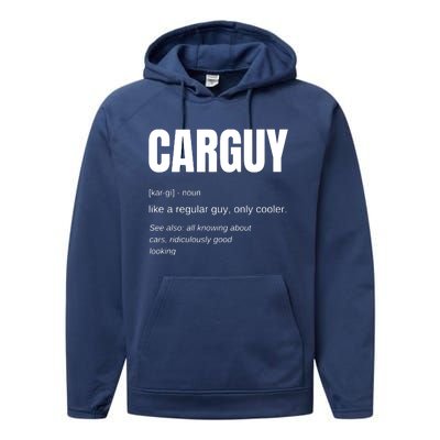 Funny Car Guy Gift CARGUY Definition Performance Fleece Hoodie