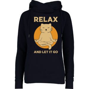 Funny cat Graphic Yoga Zen meditation  Womens Funnel Neck Pullover Hood