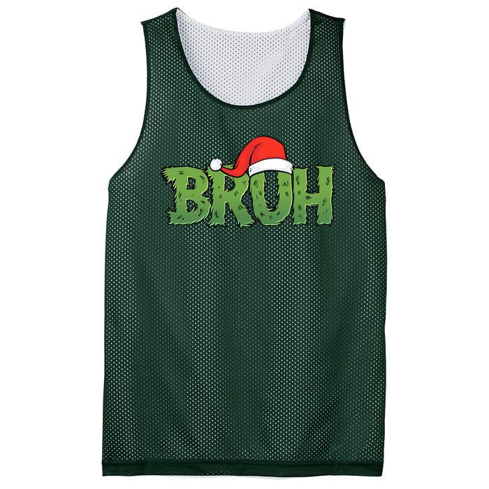 Funny Christmas Grinch Bruh Mesh Reversible Basketball Jersey Tank