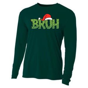 Funny Christmas Grinch Bruh Cooling Performance Long Sleeve Crew