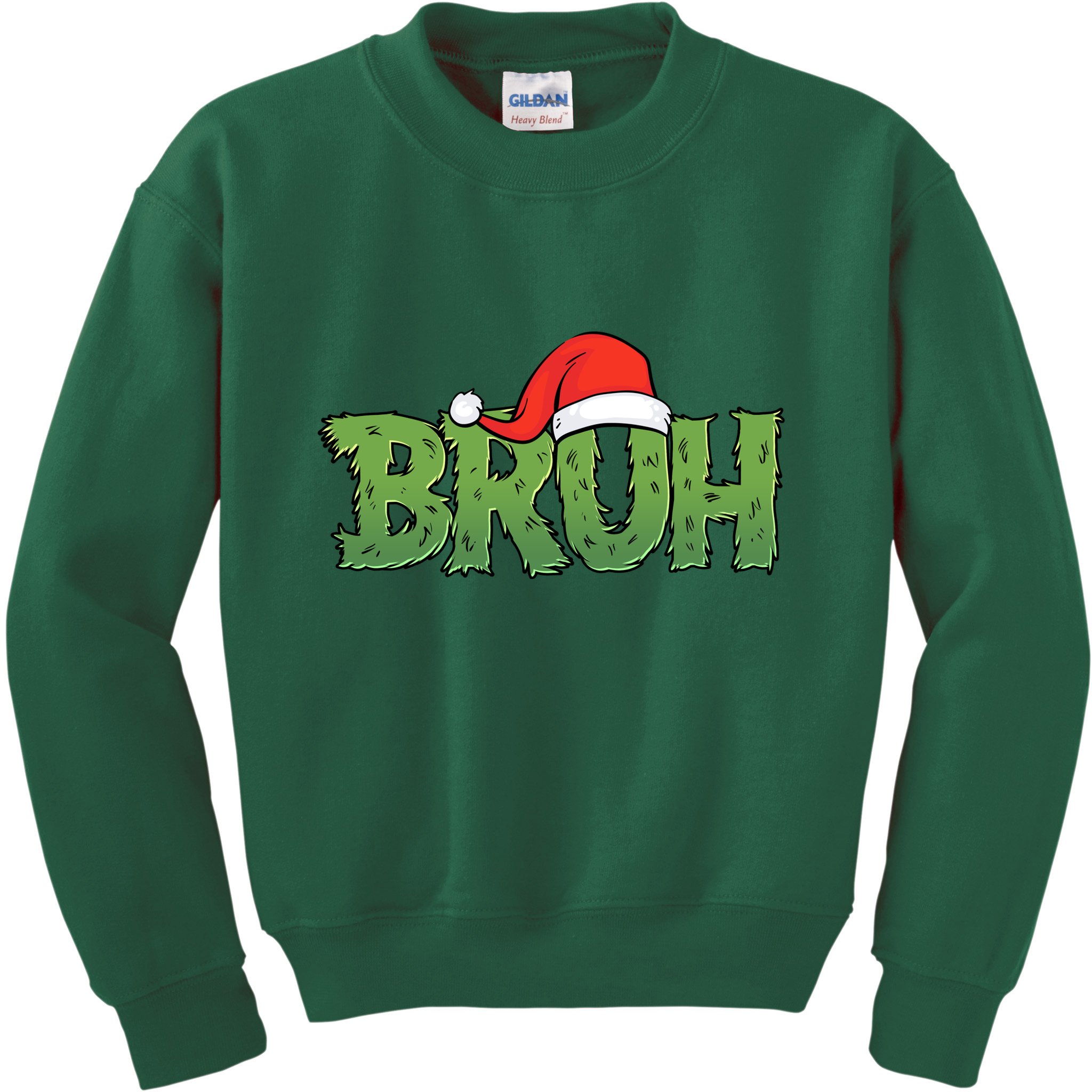 Funny Christmas Grinch Bruh Kids Sweatshirt