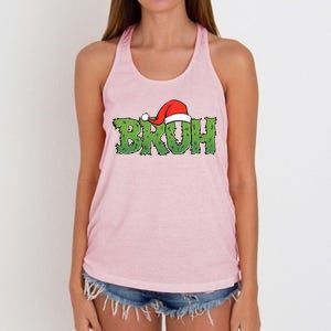 Funny Christmas Grinch Bruh Women's Knotted Racerback Tank