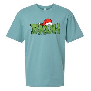 Funny Christmas Grinch Bruh Sueded Cloud Jersey T-Shirt