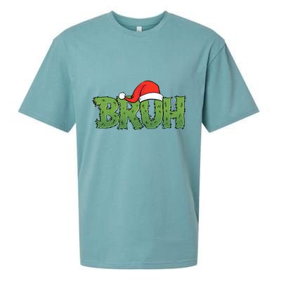 Funny Christmas Grinch Bruh Sueded Cloud Jersey T-Shirt