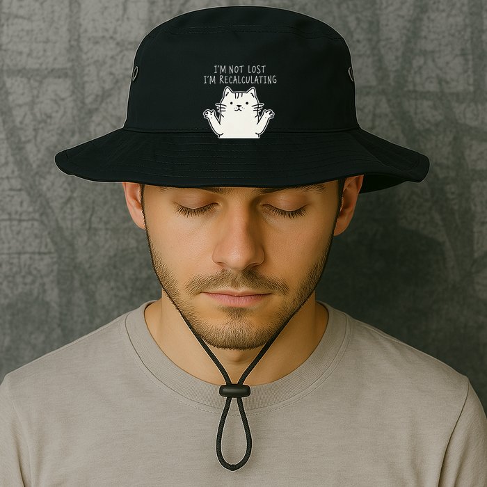 Funny Cat Gpsinspired Joke I’M Not Lost I’M Recalculating Bucket Hat