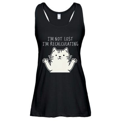 Funny Cat Gpsinspired Joke I’M Not Lost I’M Recalculating Ladies Essential Flowy Tank