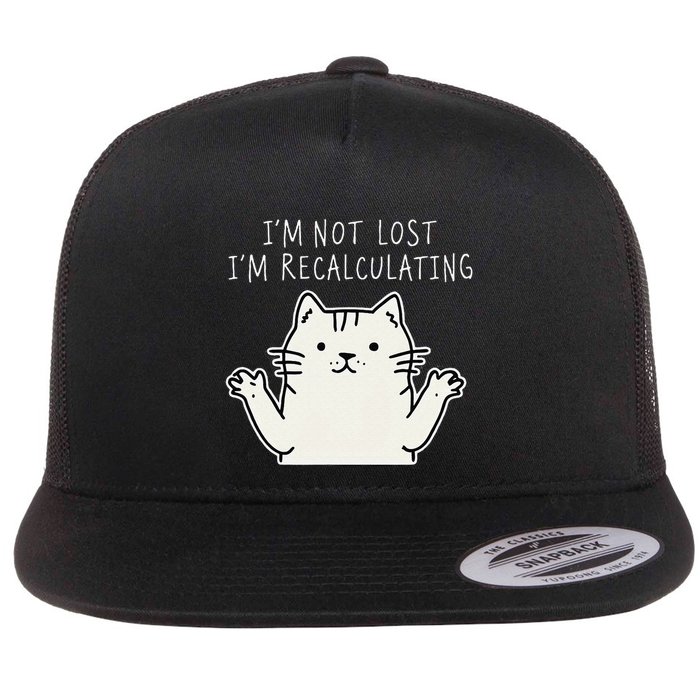 Funny Cat Gpsinspired Joke I’M Not Lost I’M Recalculating Flat Bill Trucker Hat