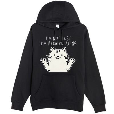 Funny Cat Gpsinspired Joke I’M Not Lost I’M Recalculating Premium Pullover Hoodie